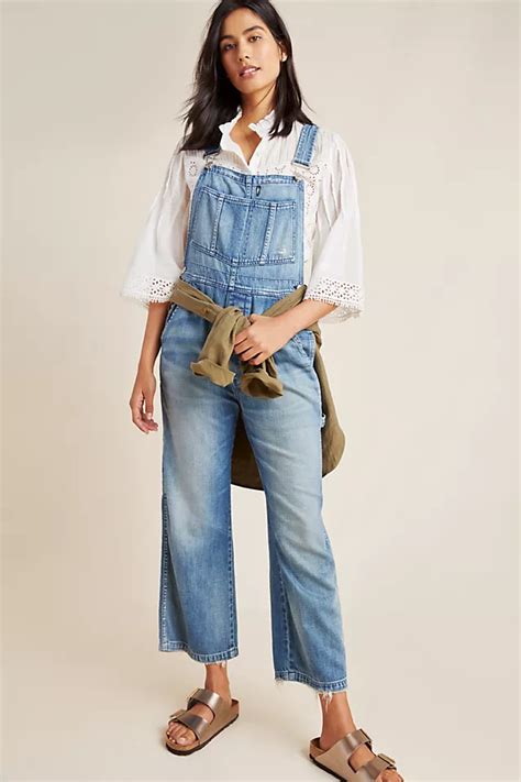 cropped denim overalls