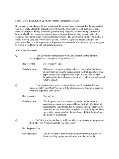 cross examination questions examples pdf
