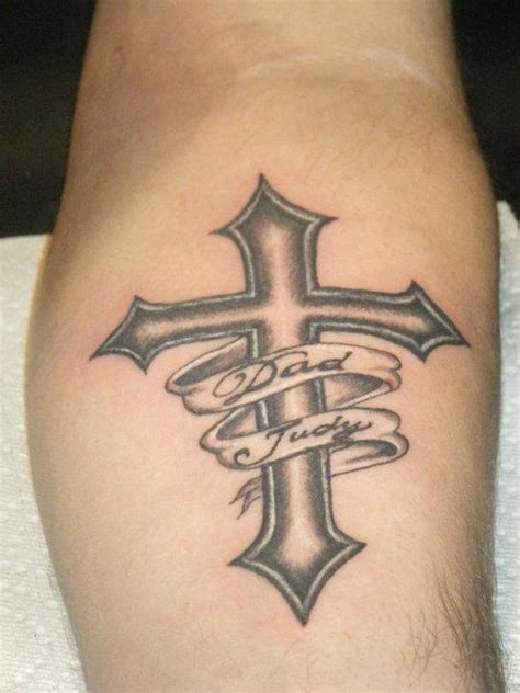Powerful Cross Made From A Word Tattoo Design 2023