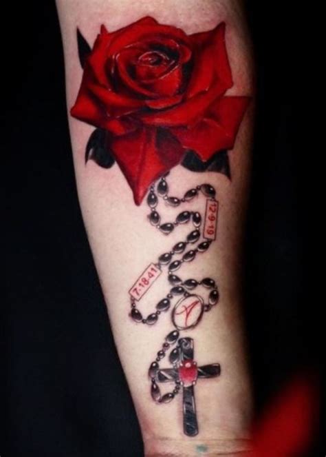 Inspiring Cross Rosary Rose Tattoo Designs 2023