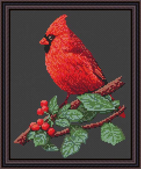 Cross Stitch Pattern Cardinal Bird