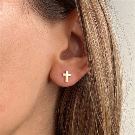 Cross Stud Earrings Gold