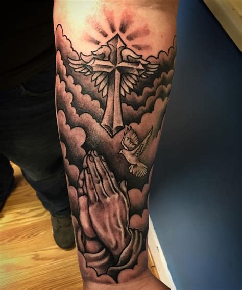 Revolutionary Cross Tattoo Designs With Clouds Ideas