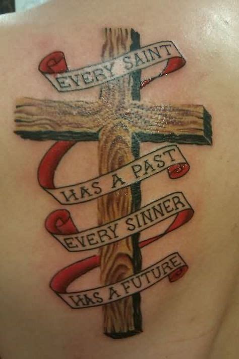 Informative Cross With Banner Tattoo Designs Ideas