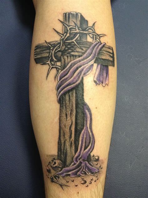 Inspiring Cross With Crown Of Thorns Tattoo Designs References
