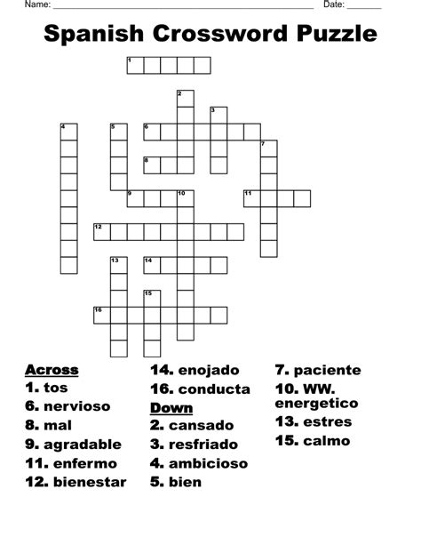 Crossword Puzzle Easy Clue Version