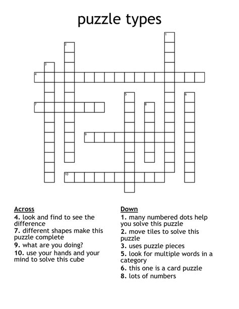 Examples of different types of crossword clues