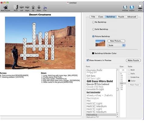 Screenshot of a crossword creation tool