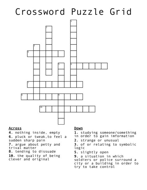 Diagram of a typical crossword puzzle grid layout