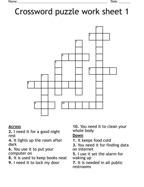 crossword puzzle sheet