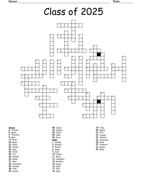 Screenshot of crossword puzzles 2025 crossword template in use