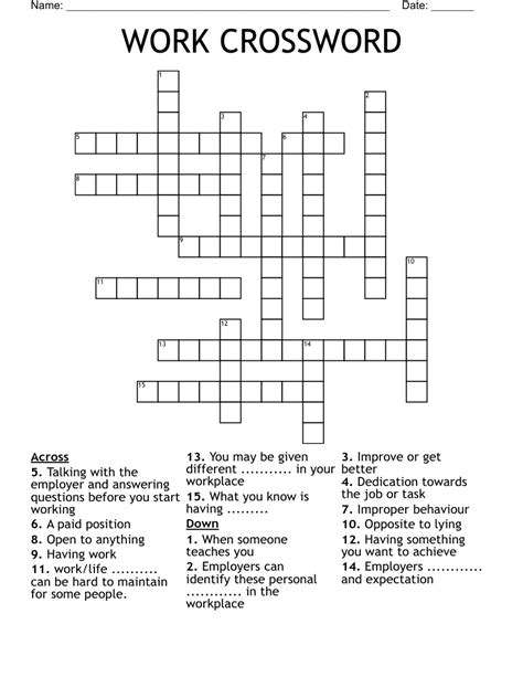 crossword puzzles to work