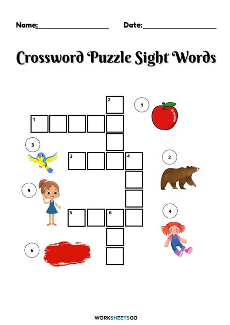 Example of a crossword worksheet used in a classroom setting