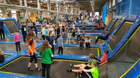 crowded trampoline park
