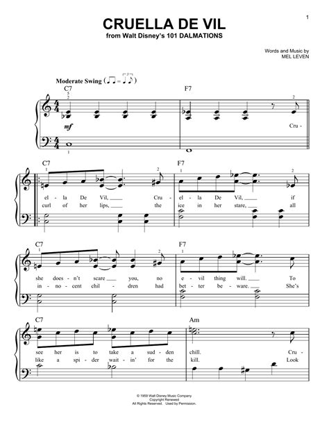 cruella de vil piano sheet music free pdf