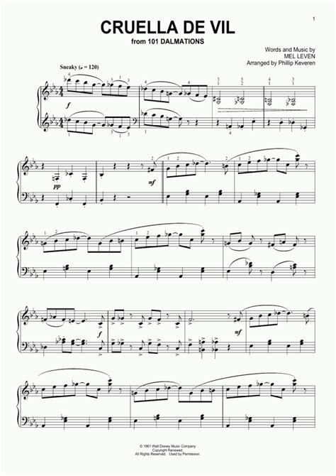 cruella de vil piano sheet music pdf