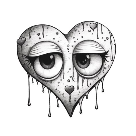 crying heart drawing