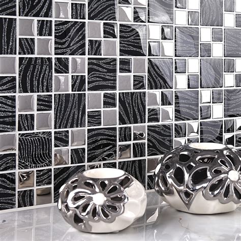 Incredible Crystal Backsplash Tile Black 2023