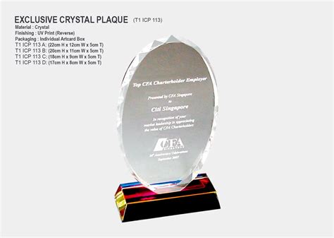 Crystal Award Plaque Tariff Code