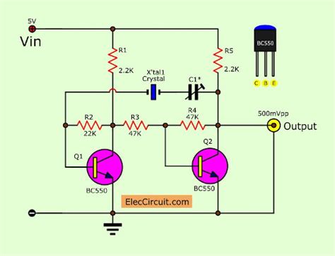Crystal Oscillator Using Transistor