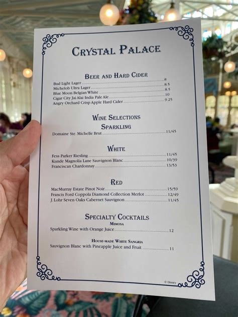 crystal palace lunch menu magic kingdom