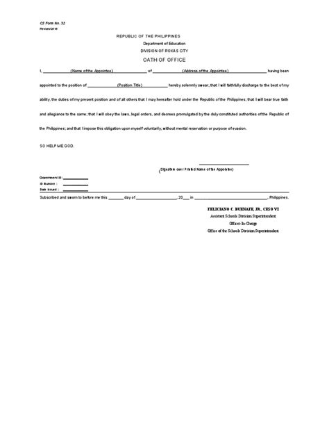 Cs Form No. 32 Revised 2018