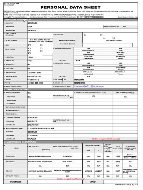 csc form 212 revised 2017 download pdf