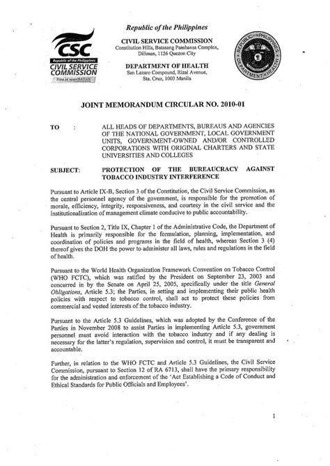 csc issued memorandum circular no. 16 s. 2010