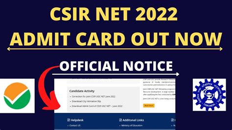 csir ugc net admit card 2022 instructions