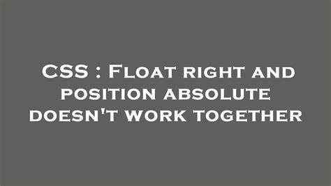 Css Float Right Doesn't Work