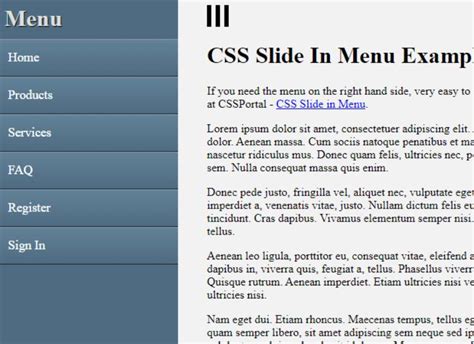 Css Slide Menu From Right