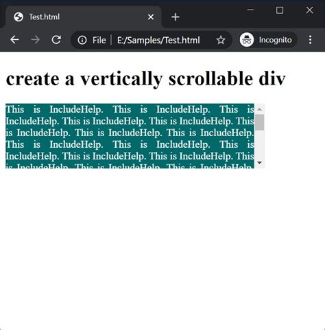 Css Vertical Scrollable Div