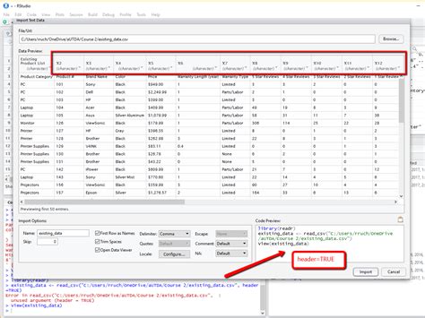 csv header row example