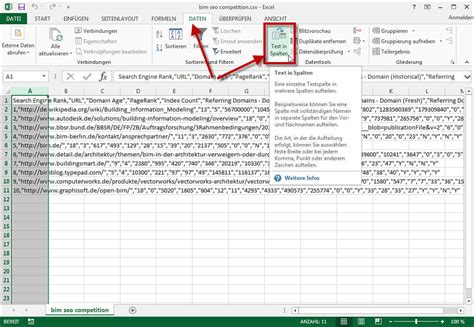 csv tabelle in excel formatieren