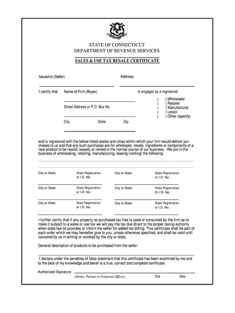 ct sales tax exemption certificate form