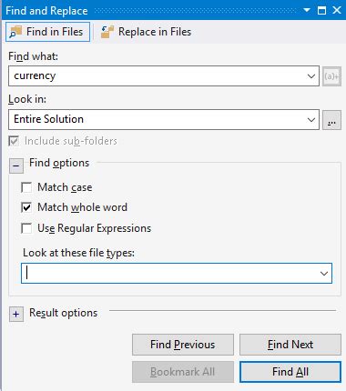 ctrl shift f visual studio not working