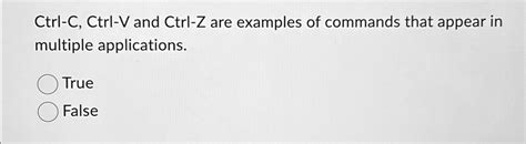 Ctrl-C Ctrl-V And Ctrl-Z Are Examples Of Commands That Appear In Multiple Applications