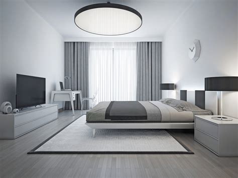 Cuarto Blanco Con Cortinas Grises