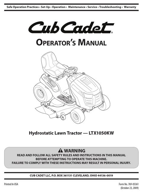 cub cadet ltx 1045 owners manual