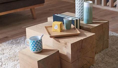 Cube Chene Deco Salon Autre Style Table Basse, En Bois, Idées De Décor