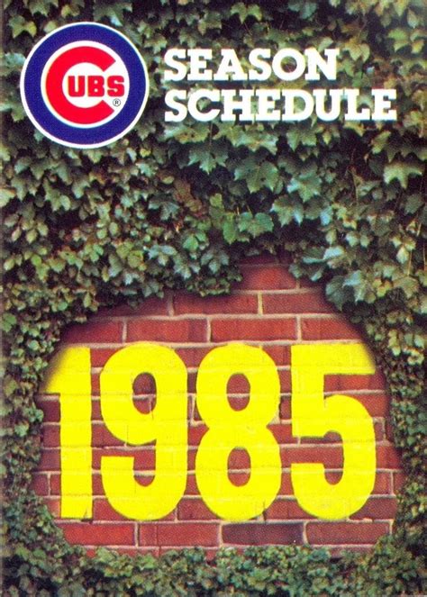 cubs schedule 1985