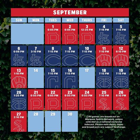 cubs schedule in september