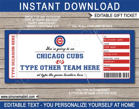 cubs tickets gift certificate