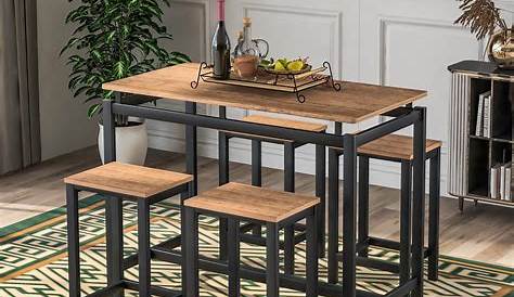 Tribesigns Bar Table Set with 2 Stools，3 Piece Pub Table