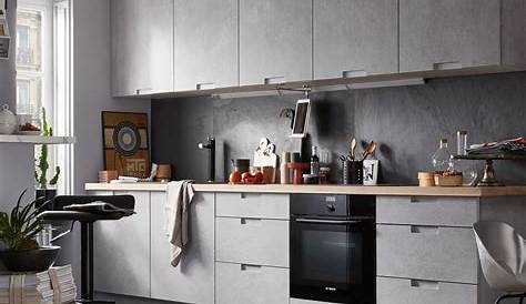 Du mobilier de cuisine gris effet béton esprit industriel