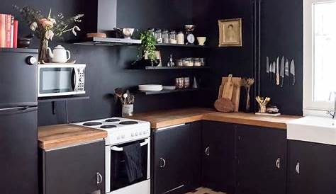 Meuble de cuisine noir quelle couleur pour les murs Idée