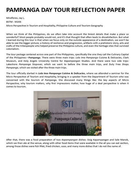 cultural tour reflection