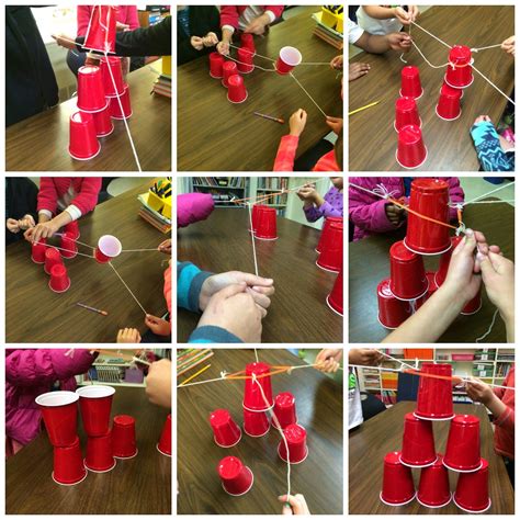 Cup Stacking Game With String