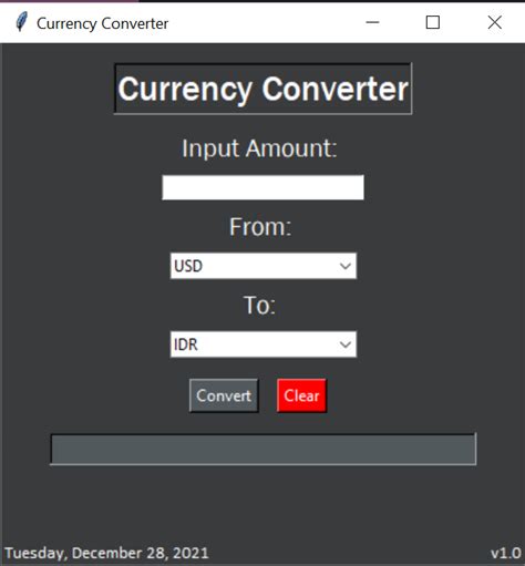 Currency Converter In Python Using Tkinter