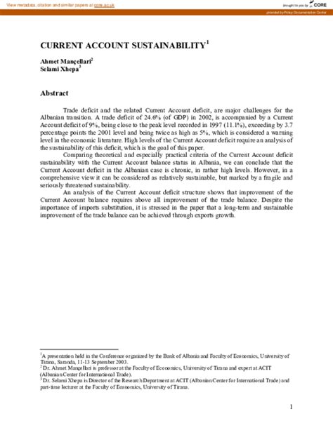 current account sustainability